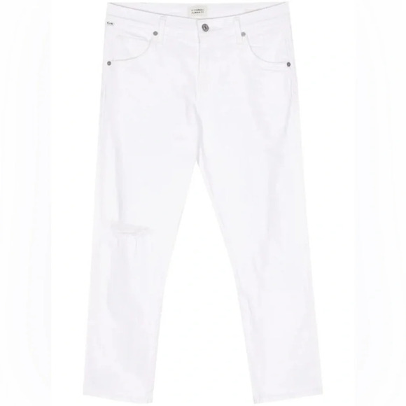 Citizens Of Humanity Emerson Slim Boyfriend Crop Jeans Distressed White Denim 26 - Picture 1 of 13